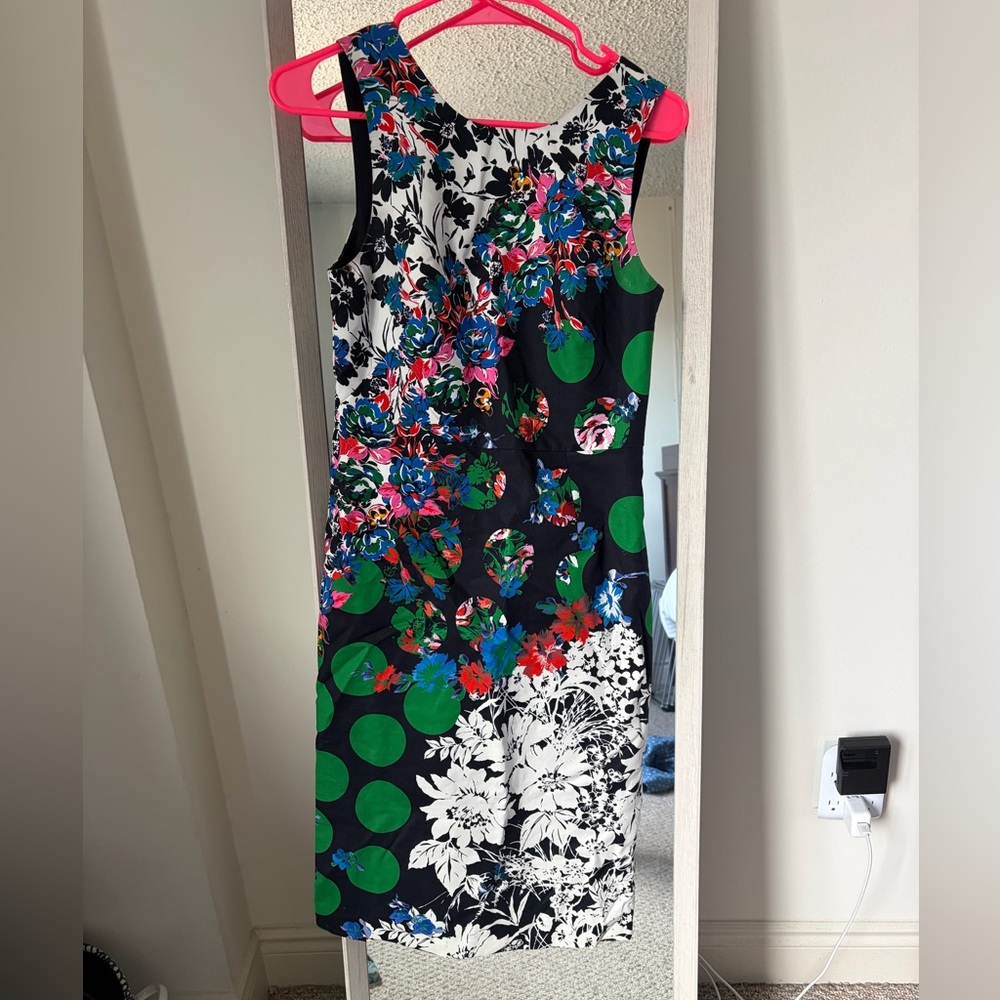 ANTHROPOLOGIE MAEVE Black Midi Sheath Dress Floral Print